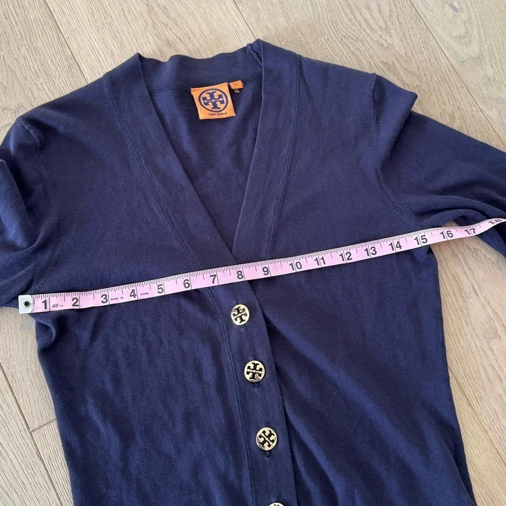 Tory Burch Navy 100% Cotton lightweight Cardigan XSmall